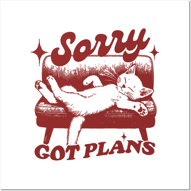 Sorry Got Plans Retro Graphic T-Shirt, Vintage Unisex Adult T Shirt, Vintage Kitten T Shirt, Nostalgia Cat Wall Art by Y2KSZN